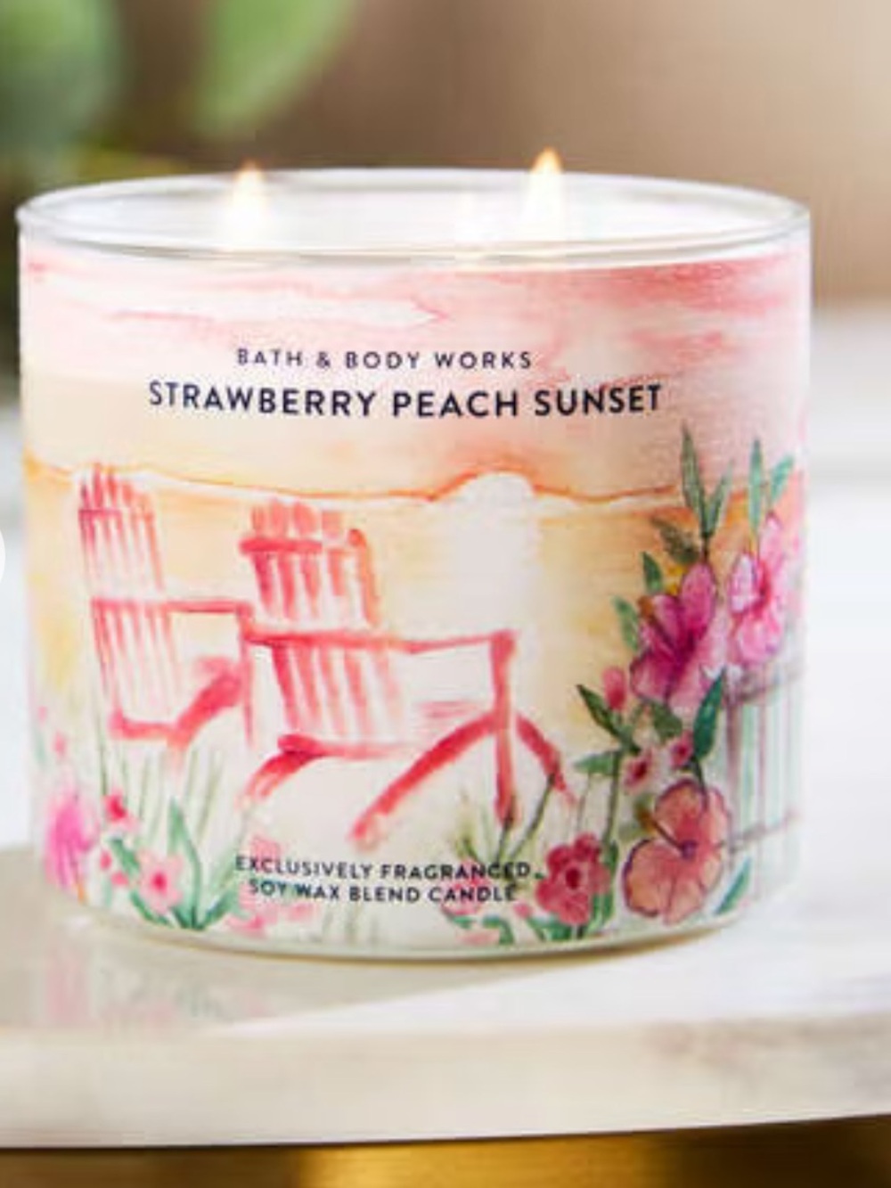 Bath & Body Works Strawberry Peach Sunset 3-Wick Candle